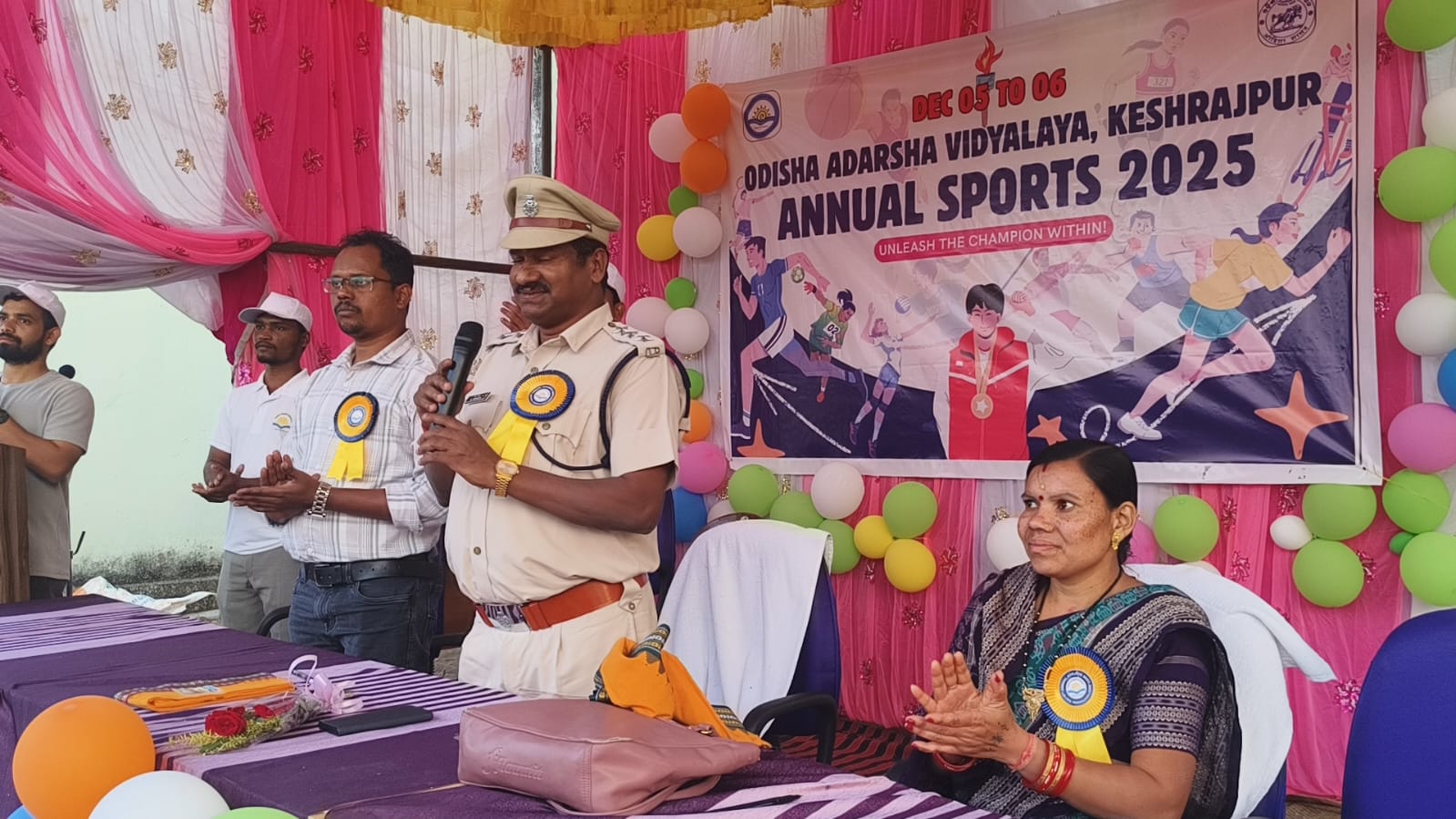 ANUUAL SPORT CHIEF GUEST SHRI.B.RUDRIYA IIC OF BODEN PS & SARPANCH OF SUNAPUR SMT.MUKTA ROUTH